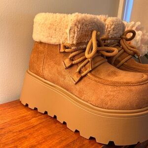 Cozy Tan Platform Boots
